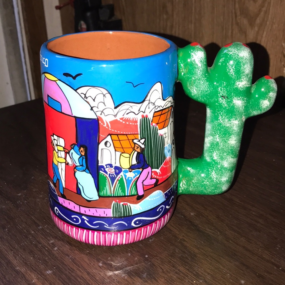 🌵Colorful handpaint Cozumel Cactus ceramic mug